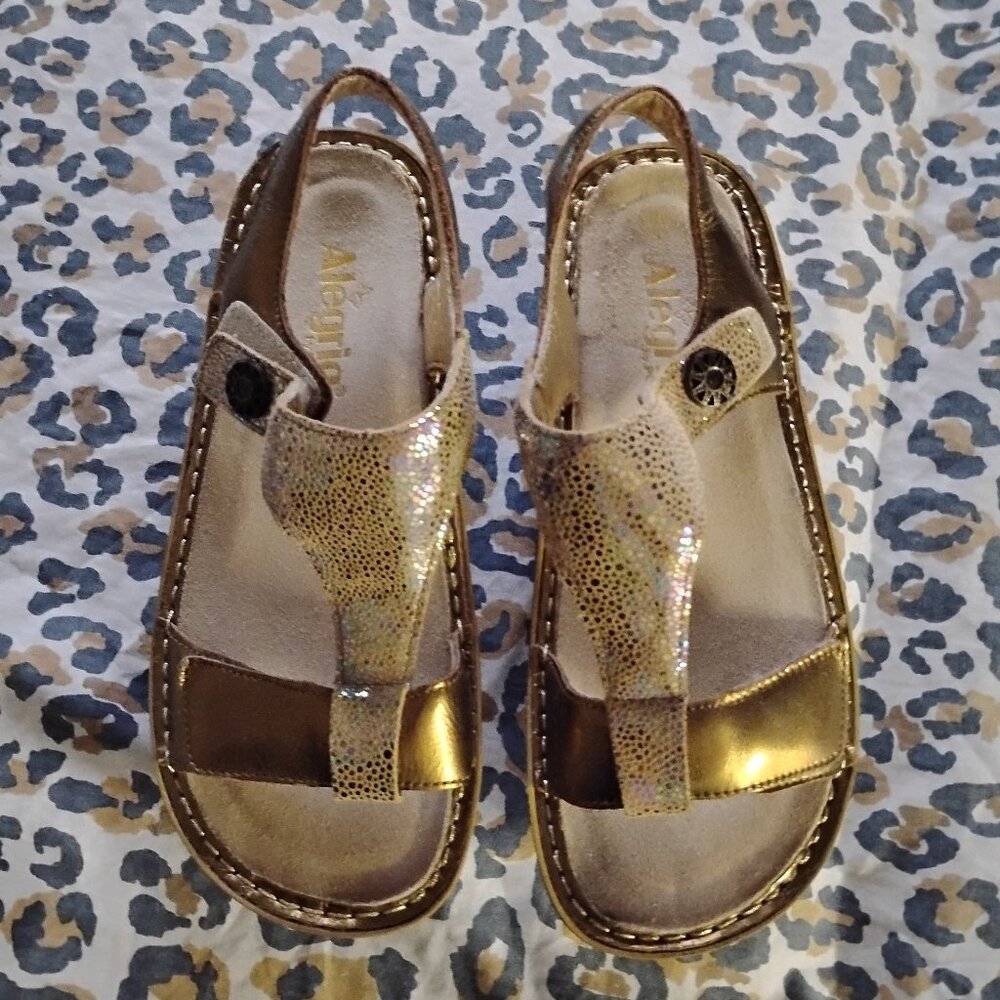 ❤️ALEGRIA Ken Bronze Metallic Strappy Sandals Shoes 38 8